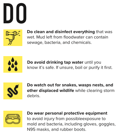 preparedness hurricane owners business after sewage bacteria mud floodwater chemicals disinfect wet clean everything contain left