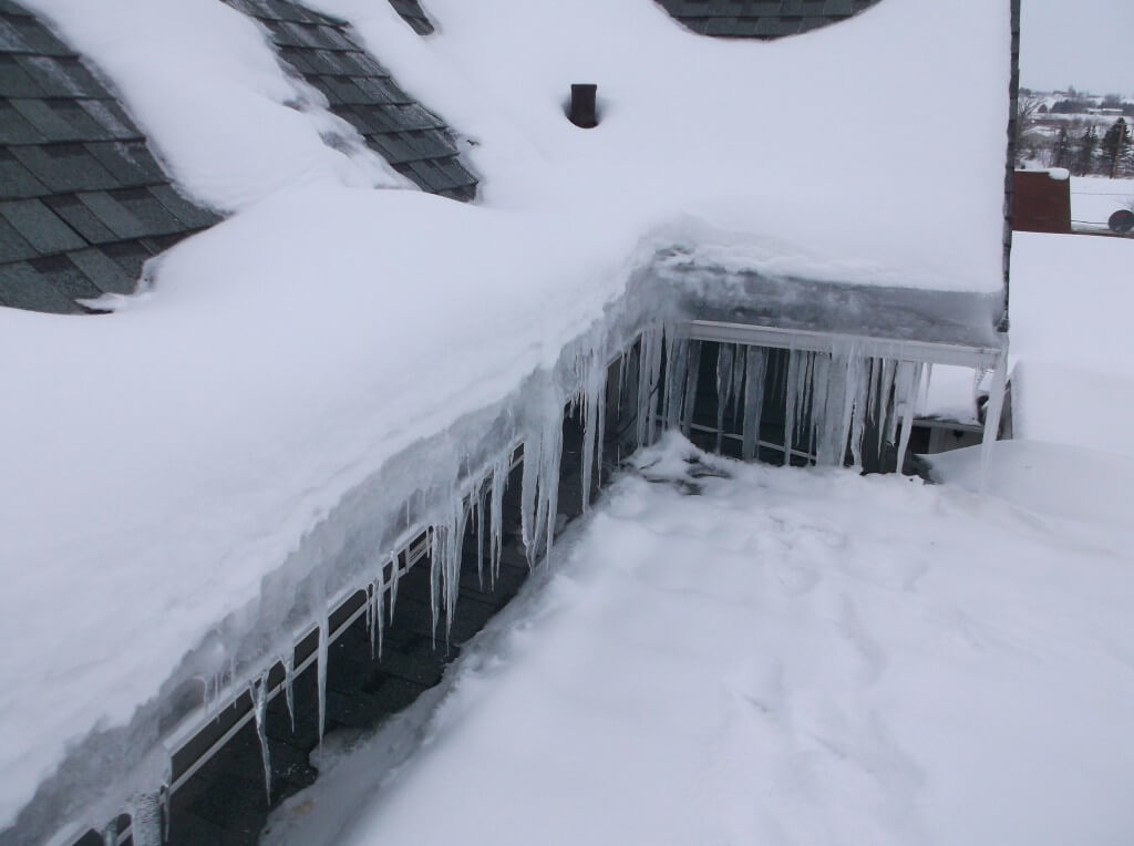 ice and snow on roof